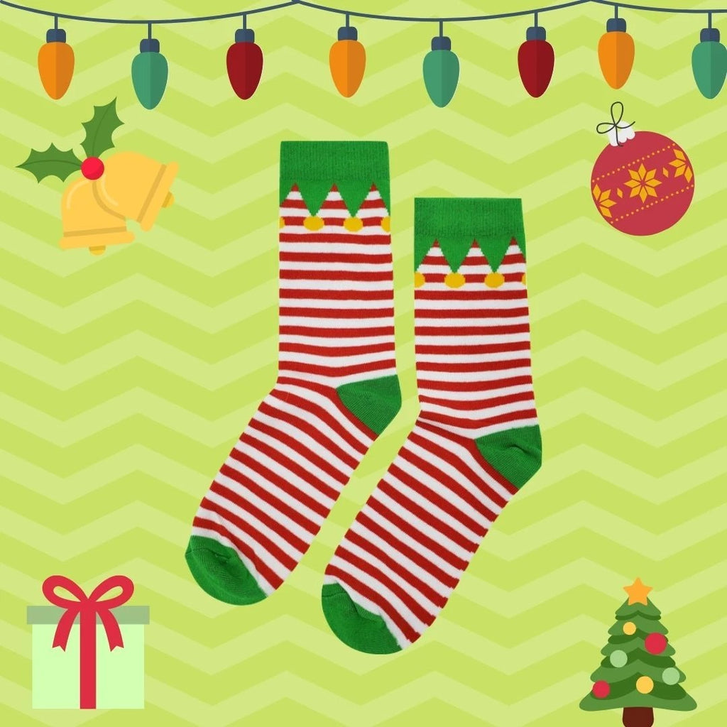 Cute Elf Christmas Socks – Colorful Holiday Party Socks