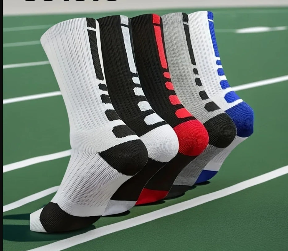 Classic High-Top Sports Socks for Men – Thickened Terry, Anti-Skid Basketball Socks