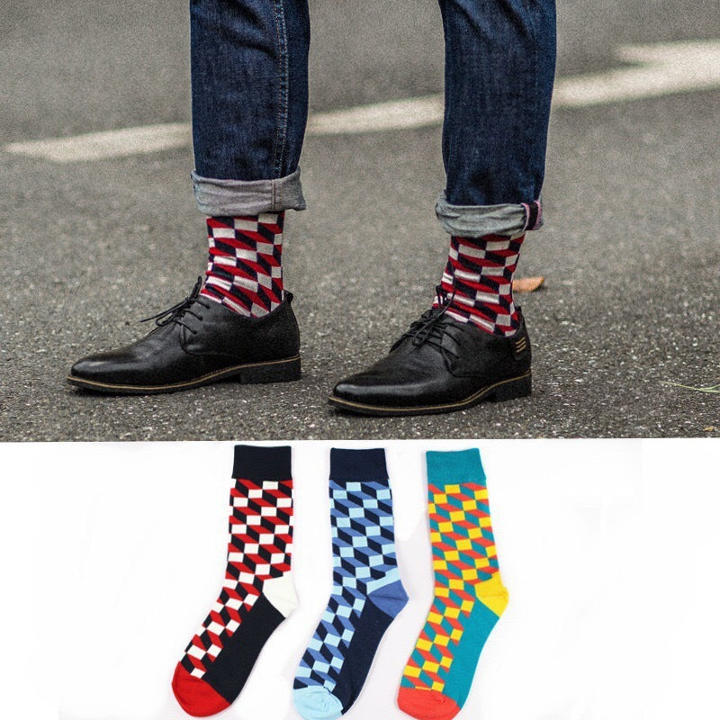 Classic Plaid Men’s Socks – Stylish Checkered Dress Socks for Everyday Wear