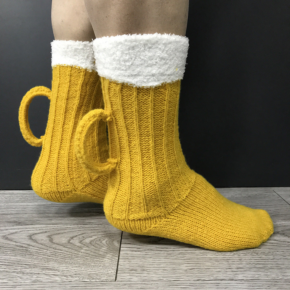 Cheers To Your Toes! 3D Beer Mug Knit Socks – Funny Warm Tube Socks for Winter