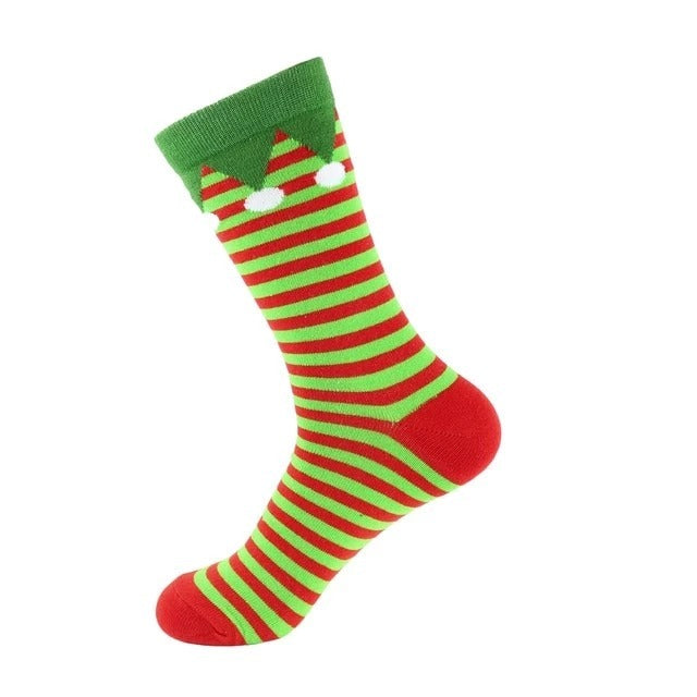 Cute Elf Christmas Socks – Colorful Holiday Party Socks