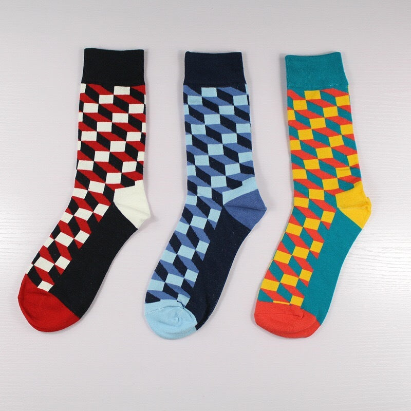 Classic Plaid Men’s Socks – Stylish Checkered Dress Socks for Everyday Wear