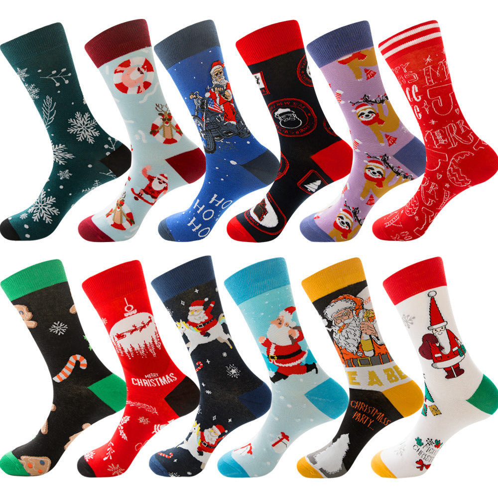 Holiday Crew Socks – Santa Claus, Moose, Winter Cotton Sock Gift