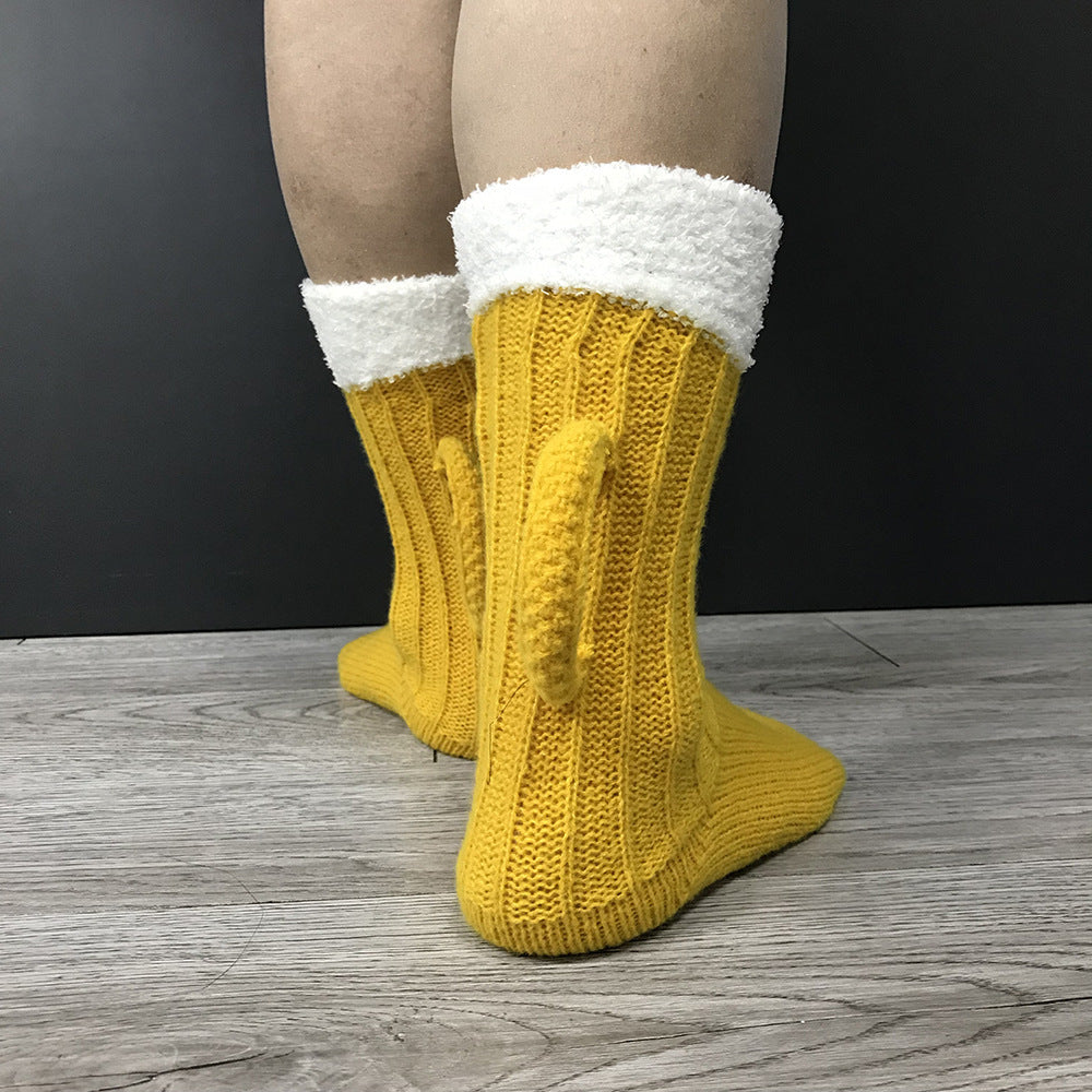 Cheers To Your Toes! 3D Beer Mug Knit Socks – Funny Warm Tube Socks for Winter